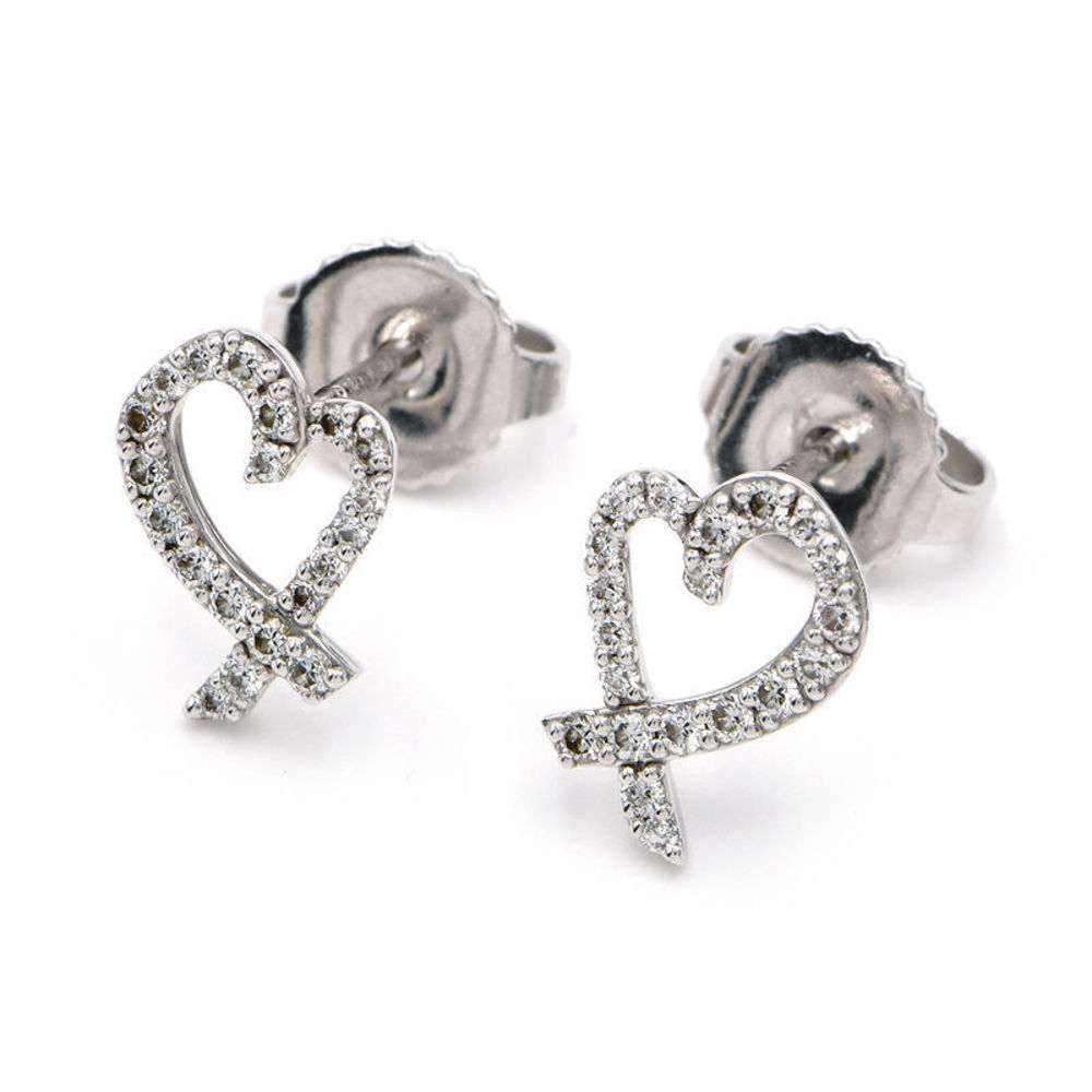 Tiffany Loving Open Heart Loving Heart Earrings White Gold
